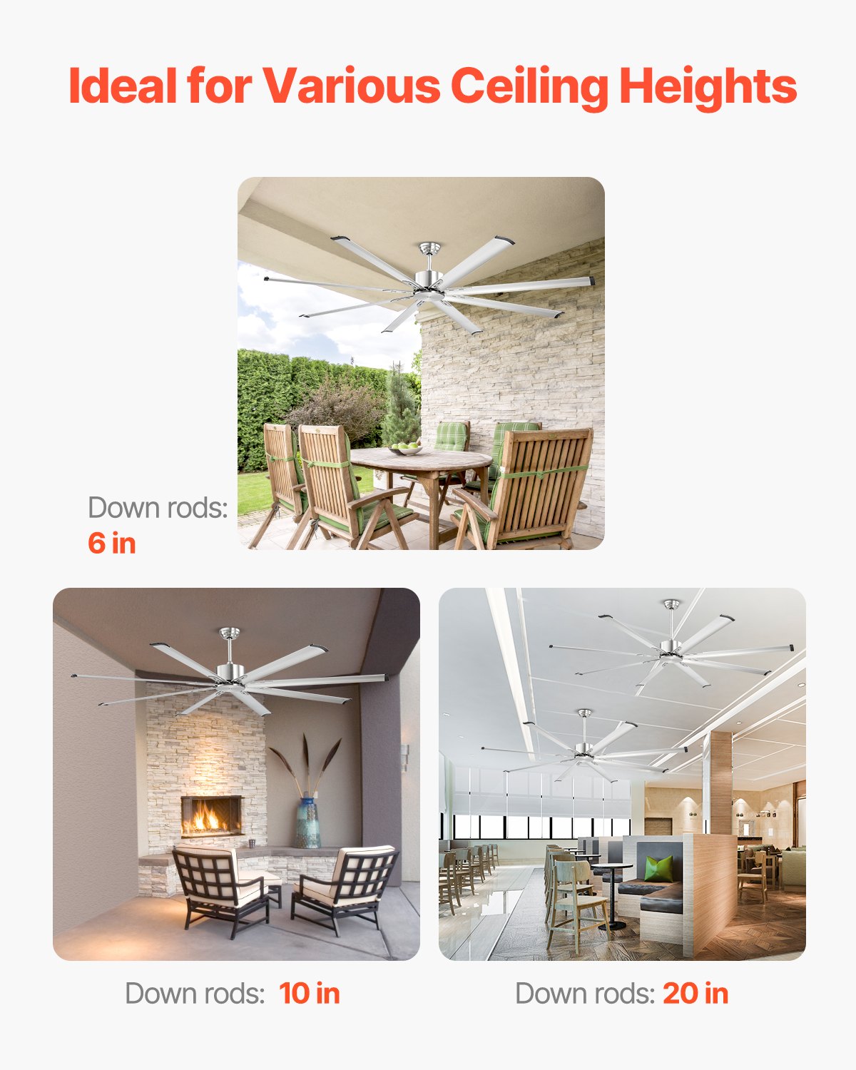213 cm Ceiling Fan No Light, 6-Speed Remote Control, Aluminum 8-Blade, Reversible DC Motor, Modern Low V952-WDDS84INCHLYDMCLRV7
