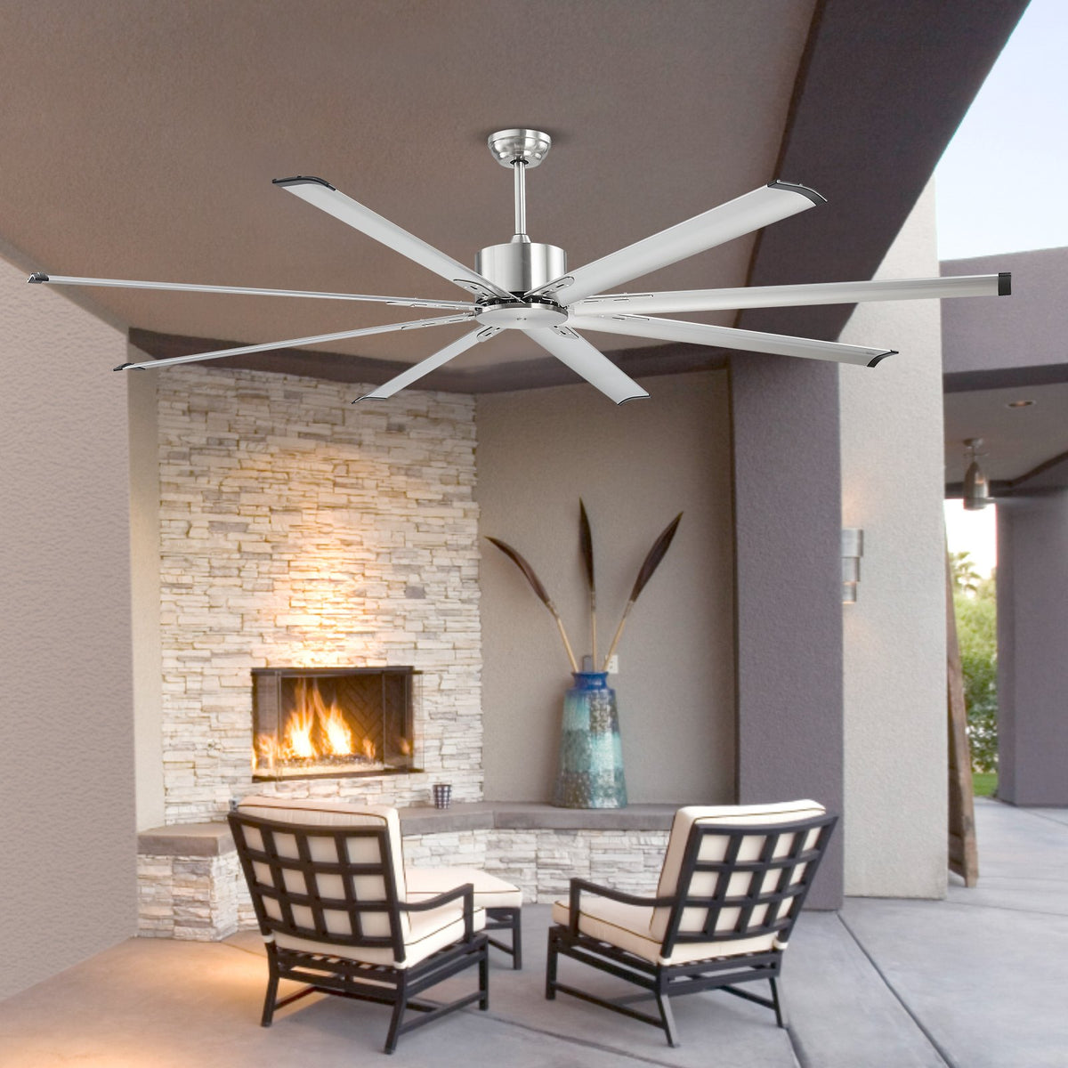 213 cm Ceiling Fan No Light, 6-Speed Remote Control, Aluminum 8-Blade, Reversible DC Motor, Modern Low V952-WDDS84INCHLYDMCLRV7
