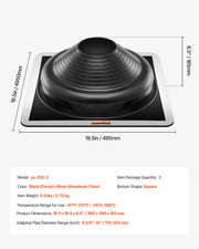 2 Pcs Metal Roof Pipe Flashing Boots Fit 170-355 mm Pipe High Temp EDPM V952-WDGDTGHSEDPMLQVCBV0