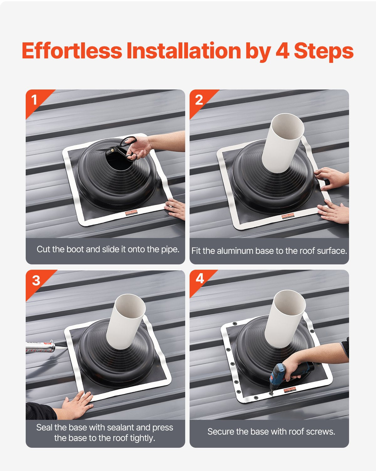 2 Pcs Metal Roof Pipe Flashing Boots Fit 170-355 mm Pipe High Temp EDPM V952-WDGDTGHSEDPMLQVCBV0