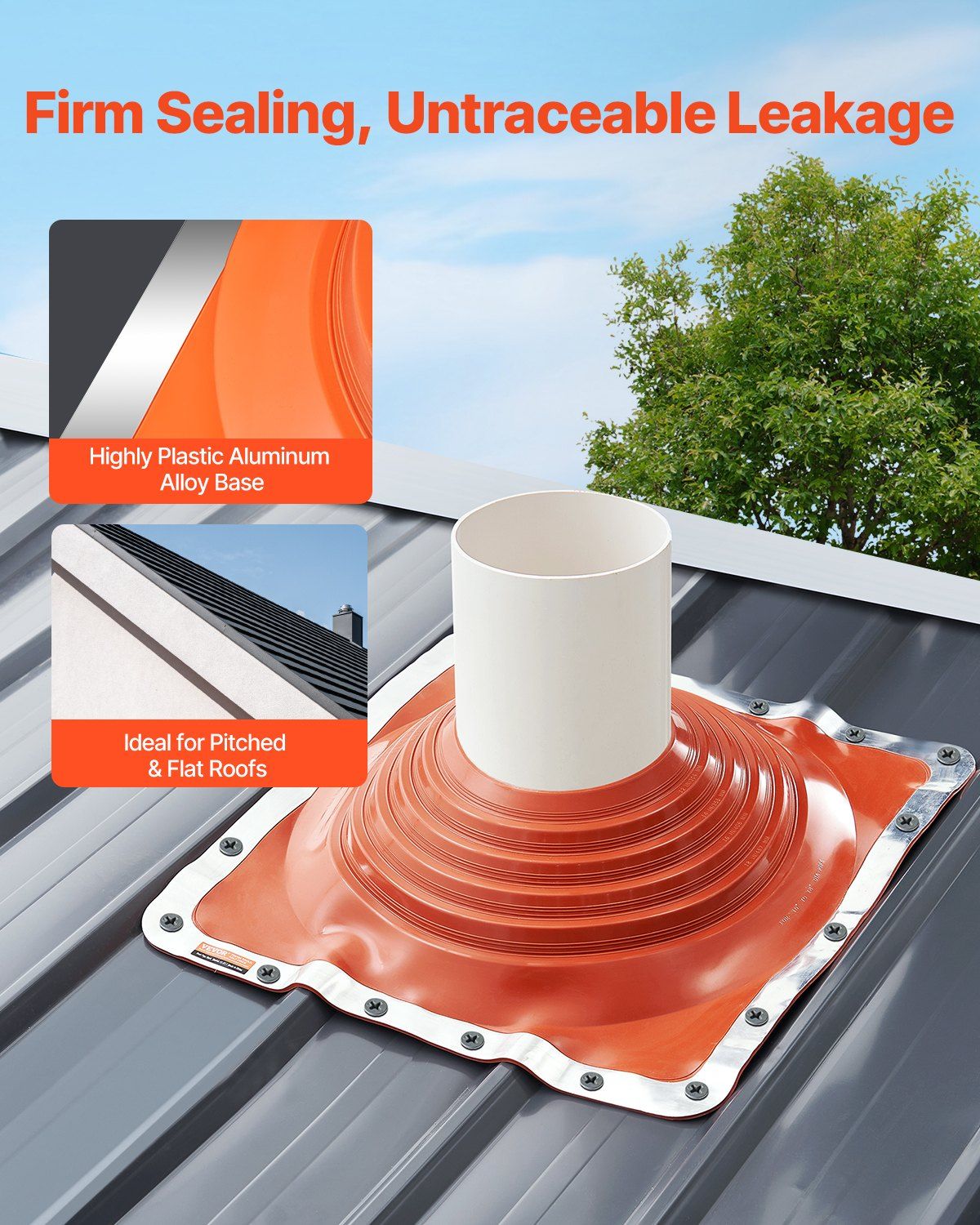 Roof Pipe Flashing Boot, Fit Pipe OD 254 to 457 mm, Flexible Silicone Roofing Jack Pipe Flashing, High Temp V952-WDGDTGHSEDPMXGHUIV0