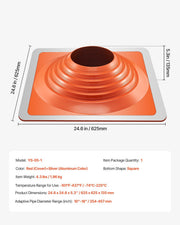 Roof Pipe Flashing Boot, Fit Pipe OD 254 to 457 mm, Flexible Silicone Roofing Jack Pipe Flashing, High Temp V952-WDGDTGHSEDPMXGHUIV0