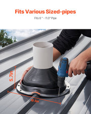 2 Pcs Metal Roof Pipe Flashing Boots Fit 150-280 mm Pipe High Temp EDPM V952-WDGDTGHSEDPMXQLFSV0
