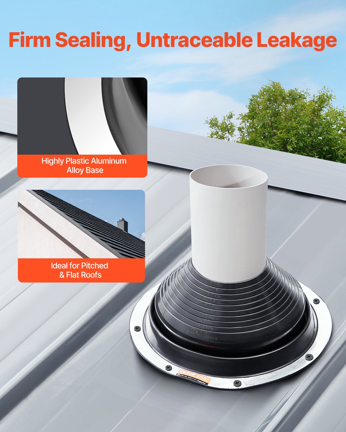 2 Pcs Metal Roof Pipe Flashing Boots Fit 150-280 mm Pipe High Temp EDPM V952-WDGDTGHSEDPMXQLFSV0