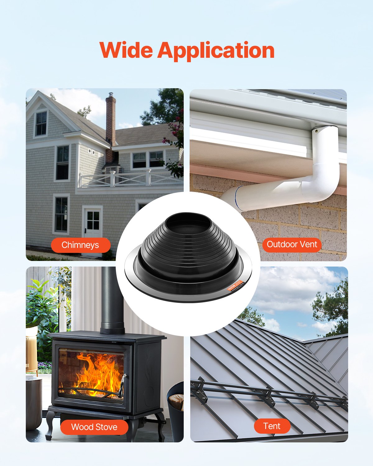 2 Pcs Metal Roof Pipe Flashing Boots Fit 150-280 mm Pipe High Temp EDPM V952-WDGDTGHSEDPMXQLFSV0