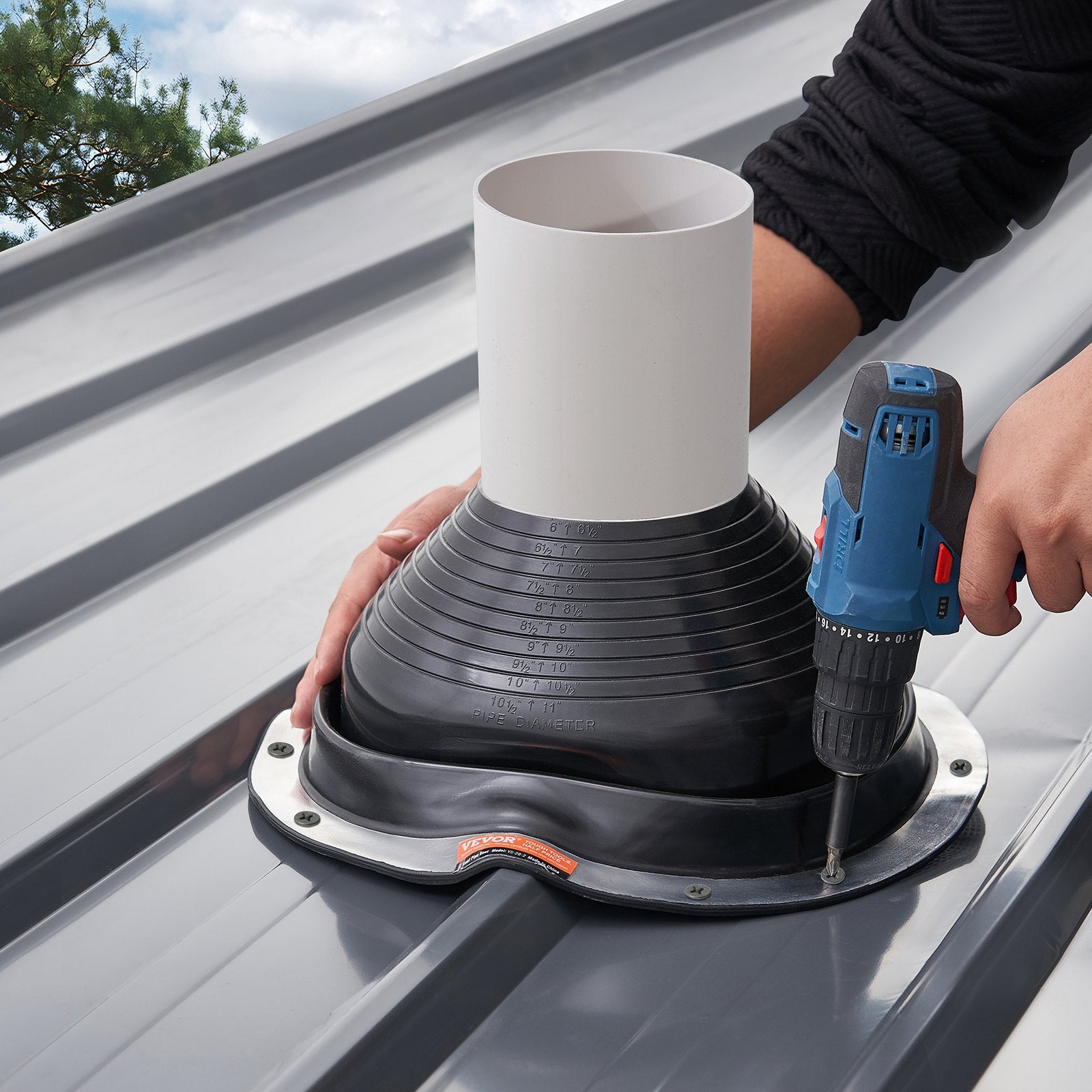 2 Pcs Metal Roof Pipe Flashing Boots Fit 150-280 mm Pipe High Temp EDPM V952-WDGDTGHSEDPMXQLFSV0
