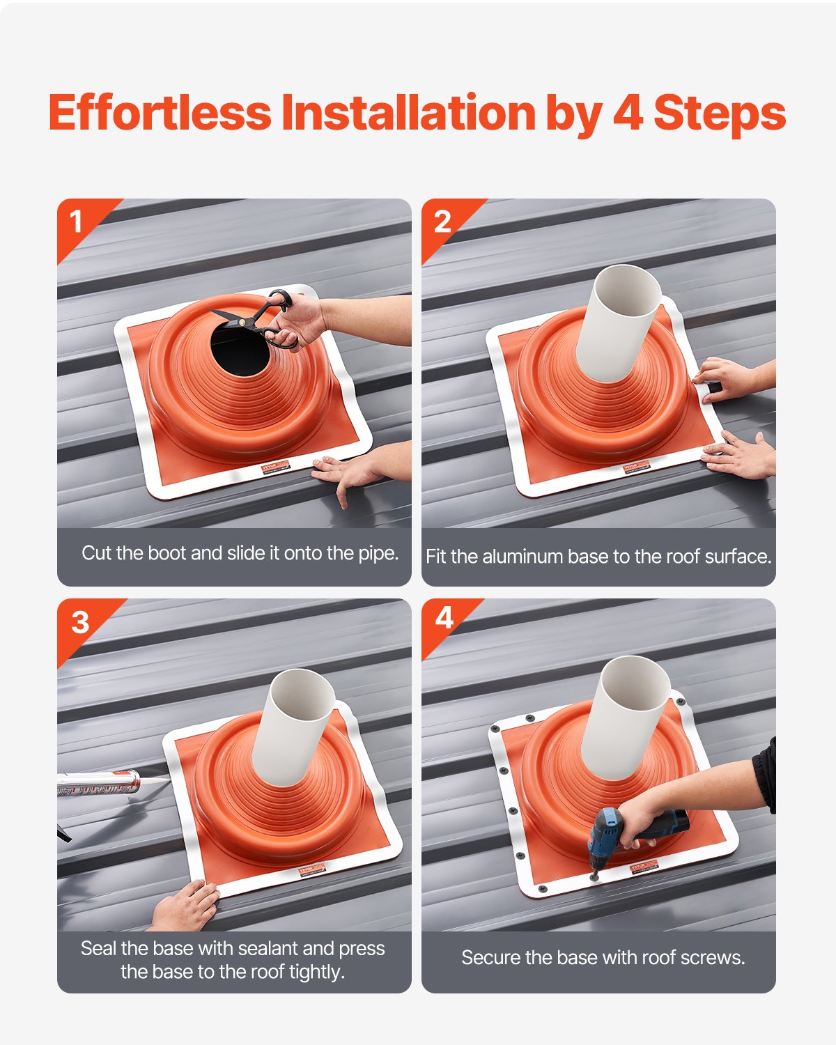 2 Pcs Metal Roof Pipe Flashing Boot Fit 170-355 mm Pipe High Temp Silicone V952-WDGDTGHSGJL1CL6UTV0