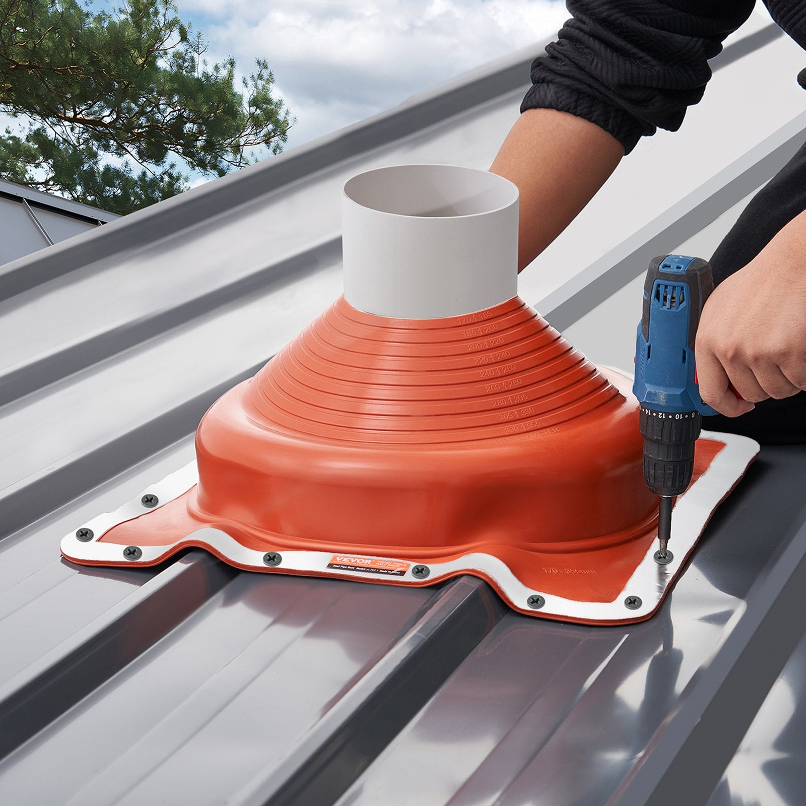 2 Pcs Metal Roof Pipe Flashing Boot Fit 170-355 mm Pipe High Temp Silicone V952-WDGDTGHSGJL1CL6UTV0
