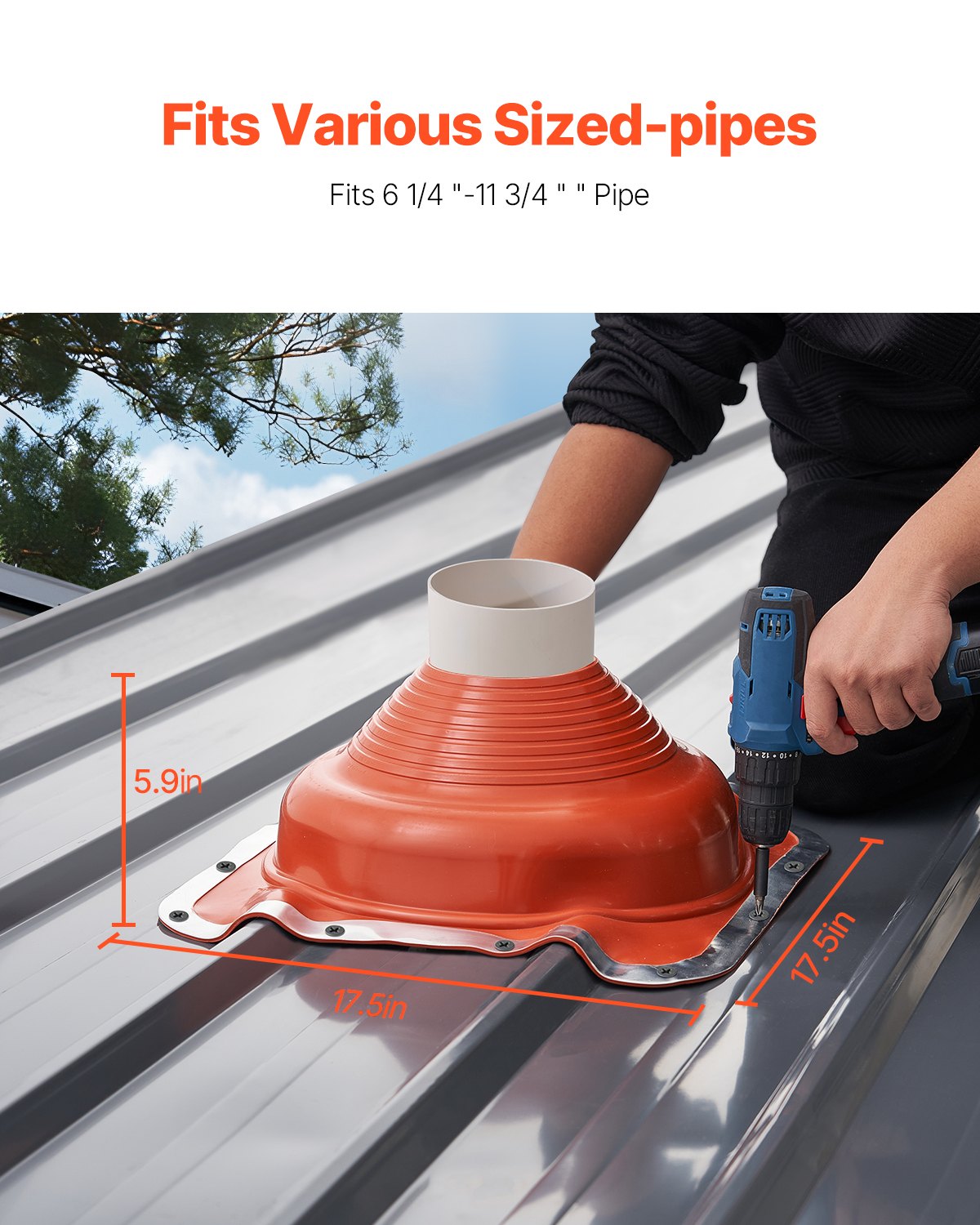 2 Pcs Metal Roof Pipe Flashing Boot Fit 160-300 mm Pipe High Temp Silicone V952-WDGDTGHSGJL28O0JIV0