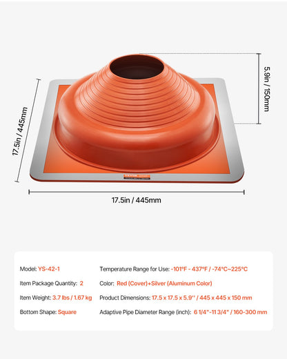 2 Pcs Metal Roof Pipe Flashing Boot Fit 160-300 mm Pipe High Temp Silicone V952-WDGDTGHSGJL28O0JIV0