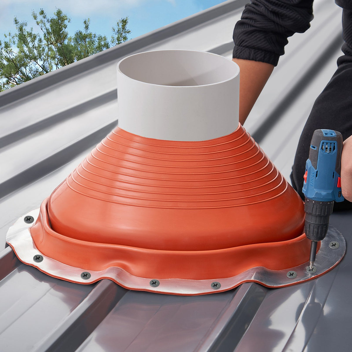 Metal Roof Pipe Flashing Boot Fits 254-483 mm Pipe High Temp Red Silicone V952-WDGDTGQHSGJL4E100V0