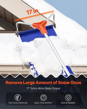 Snow Roof Rake, 27cm Aluminum Blade, 1.25-5.24 m Adjustable Roof Snow Scraper with Wheels & Slide, V952-WDPZ16FTGDS4UBU30001V0