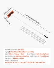 Snow Roof Rake, 45cm Foam Blade, 2.25-5.62 m Adjustable Roof Snow Scraper, Extension Tubes & Non-Slip Handle, V952-WDPZ18FTGBSPEOFQG001V0