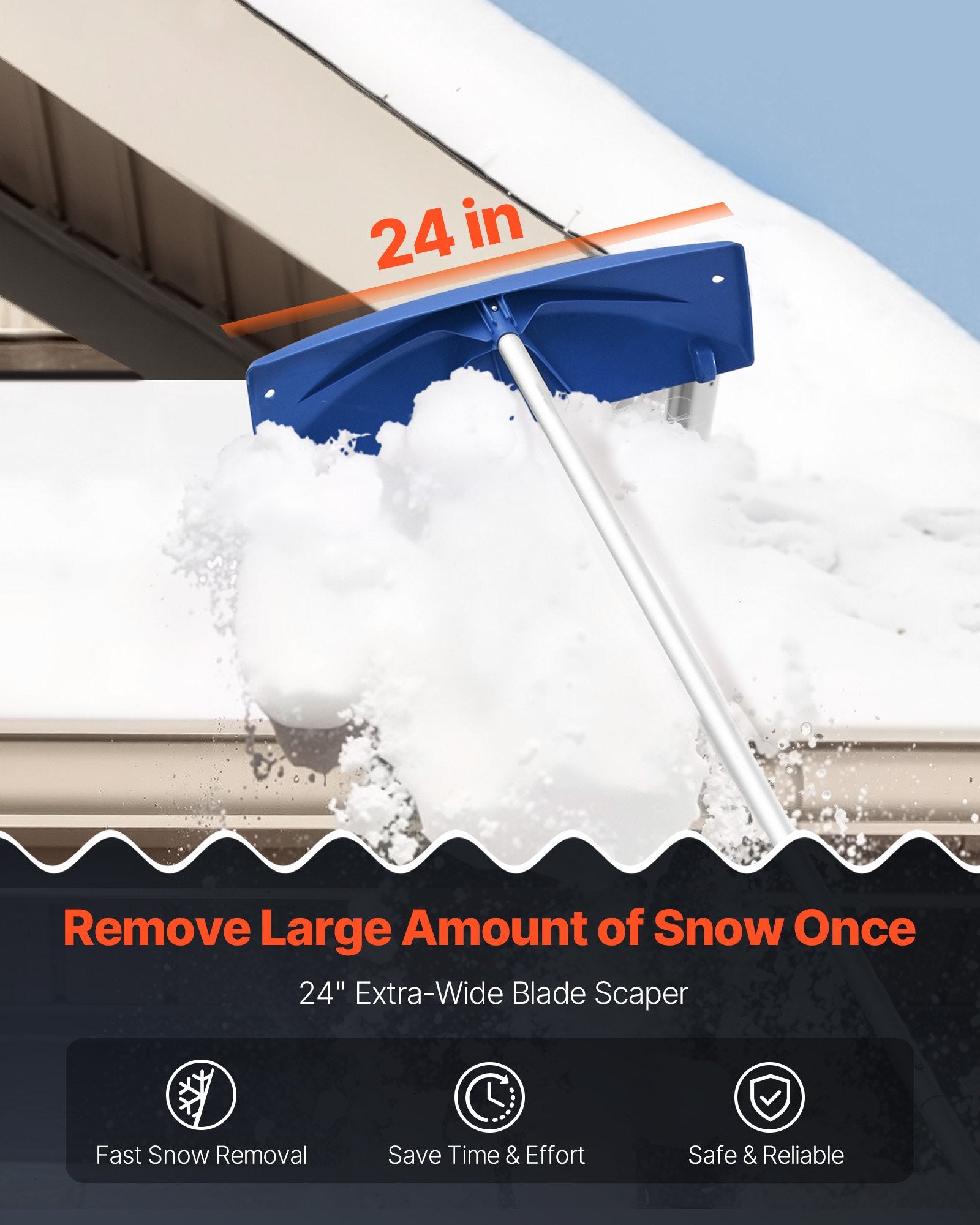 Snow Roof Rake, 60cm PP Plastic Blade, 1.18-5.55 m Adjustable Roof Snow Scraper with Wheels, Anti-Slip Handle V952-WDPZ20FTGBSSJ5WOZ001V0