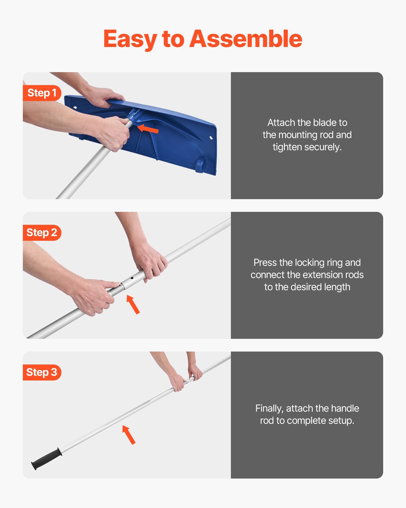 Snow Roof Rake, 60cm PP Plastic Blade, 1.18-5.55 m Adjustable Roof Snow Scraper with Wheels, Anti-Slip Handle V952-WDPZ20FTGBSSJ5WOZ001V0