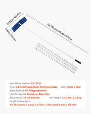 Snow Roof Rake, 60cm PP Plastic Blade, 1.18-5.55 m Adjustable Roof Snow Scraper with Wheels, Anti-Slip Handle V952-WDPZ20FTGBSSJ5WOZ001V0