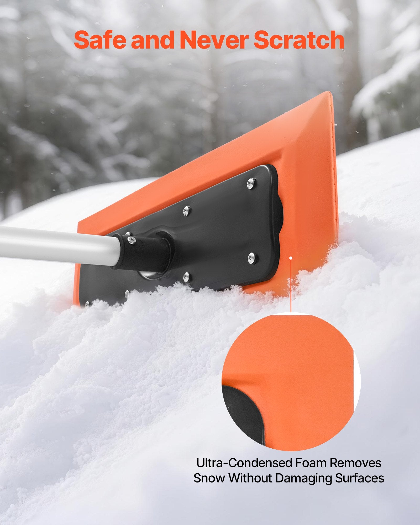 VEVOR Snow Roof Rake, 1.2m Long Reach Car Roof Snow Scraper, 45cm Foam Blade for No Scratches, Non-Slip V952-WDPZ4FTGCSSLX85L4001V0