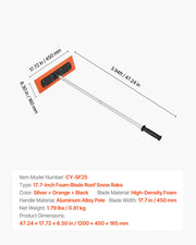 VEVOR Snow Roof Rake, 1.2m Long Reach Car Roof Snow Scraper, 45cm Foam Blade for No Scratches, Non-Slip V952-WDPZ4FTGCSSLX85L4001V0
