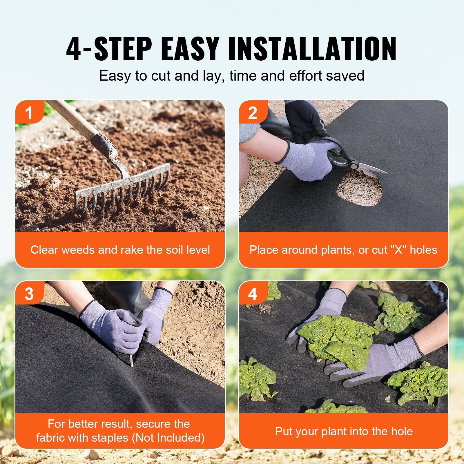 Non Woven Geotextile Fabric Under Gravel, 6x50FT 8OZ Driveway Fabric Landscape Fabric, Heavy Duty Weed V952-WFB650FT80ASNTIWAV0