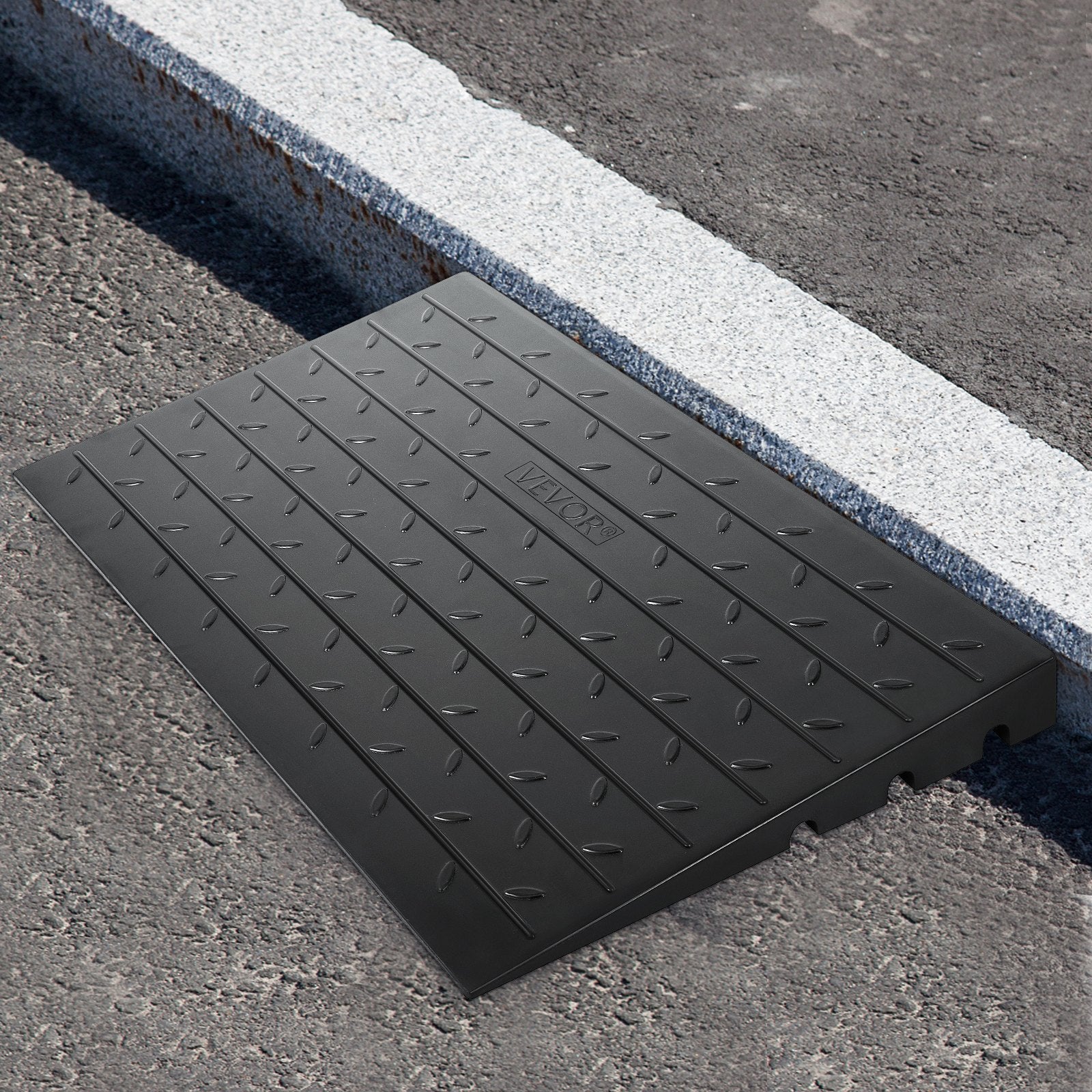 Rubber Threshold Ramp, 7.62 cm Rise Threshold Ramp Doorway, 3 Channels Cord Cover Rubber Solid Threshold V952-WFSLYP24X42X3I8PSV0