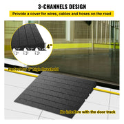 Rubber Threshold Ramp, 4" Rise Threshold Ramp Doorway, 3 Channels Cord Cover Rubber Solid Threshold Ramp, V952-WFSLYP24X42X4950BV0