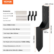 Fence Post Anchor Repair Kit, 4 Pack Inner Diameter 8.9x8.9 cm Heavy Duty Steel Fence Post Support Stakes, V952-WGBGXDD37YC2TWBB6V0