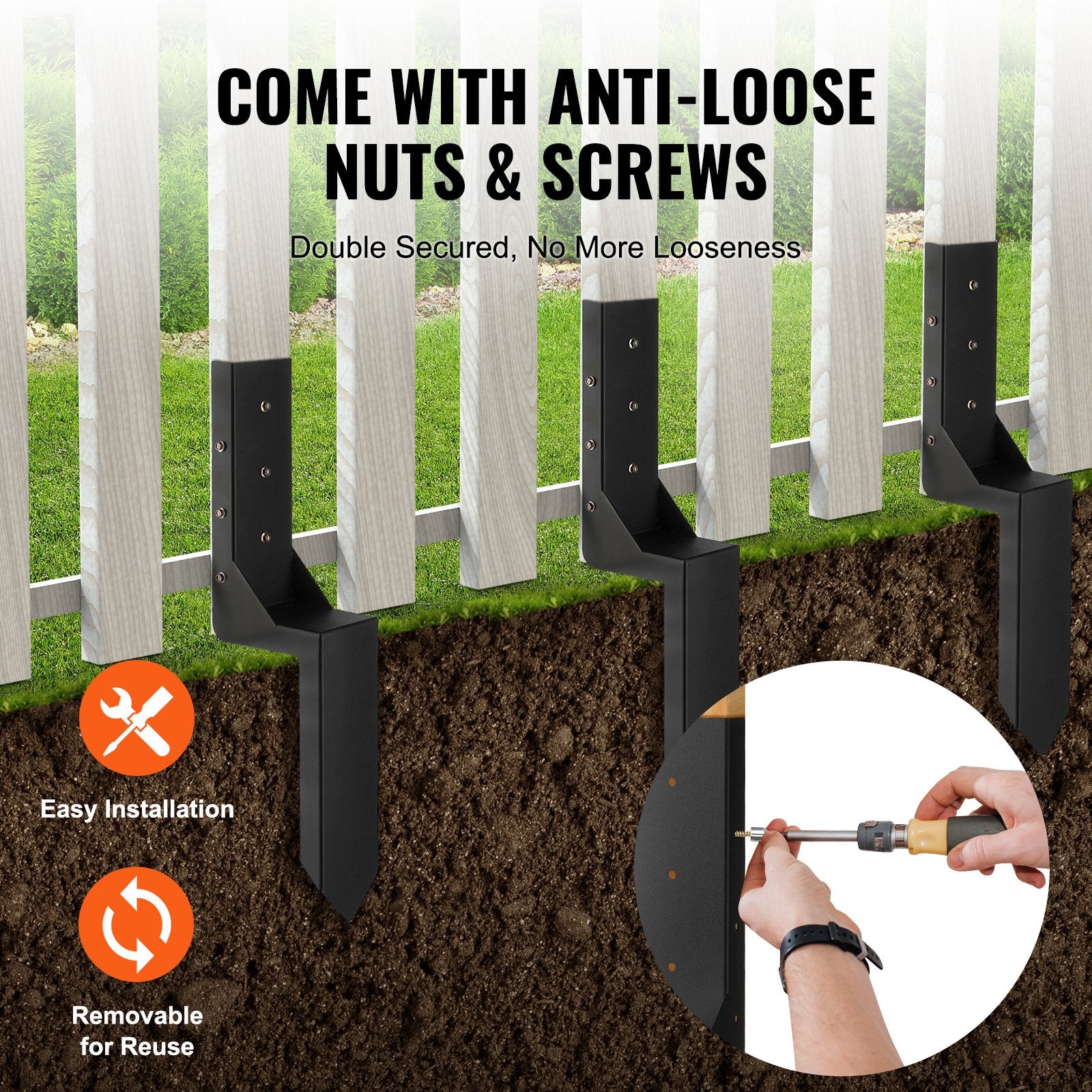 Fence Post Anchor Repair Kit 6 Pack Inner Support Stakes Repair V952-WGBGXDD37YC2VHOLCV0