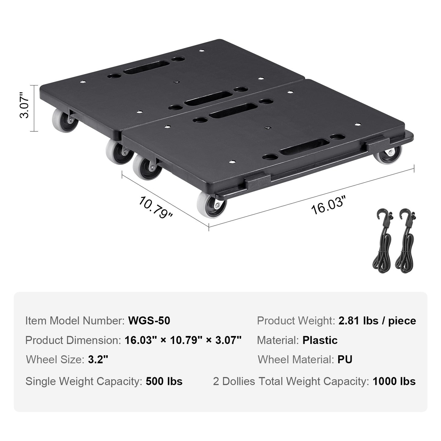 Furniture Dolly, 500 lbs Capacity Each Count, Furniture Mover with Wheels, Portable Moving Rollers 4 Wheels V952-WGC1611INCHS52QR5V0