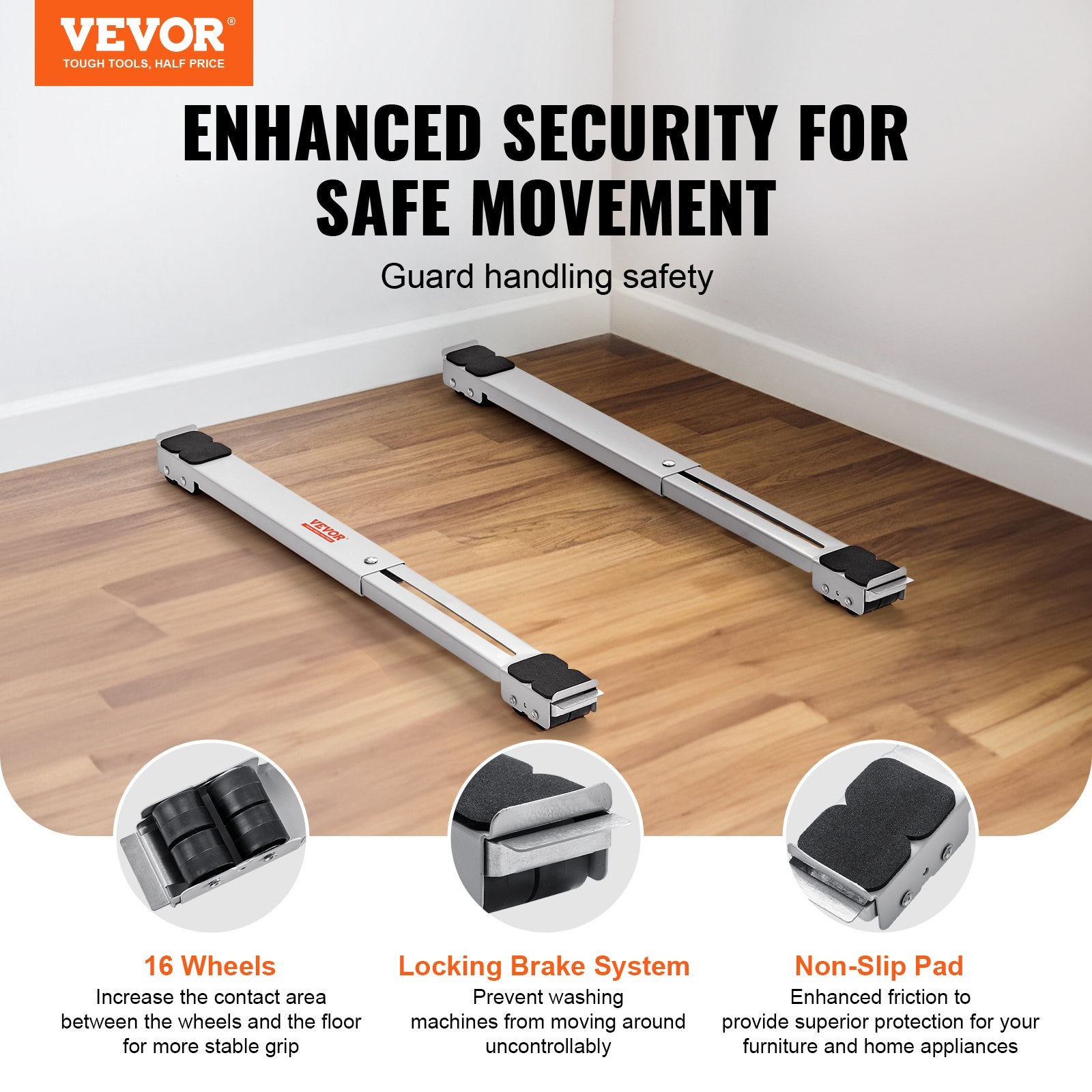 Heavy Duty Furniture Appliances Rollers, 660 lbs Total Load, Extendable Appliance Rollers Mobile Washing V952-WGC1728INCHG8VZ5FV0