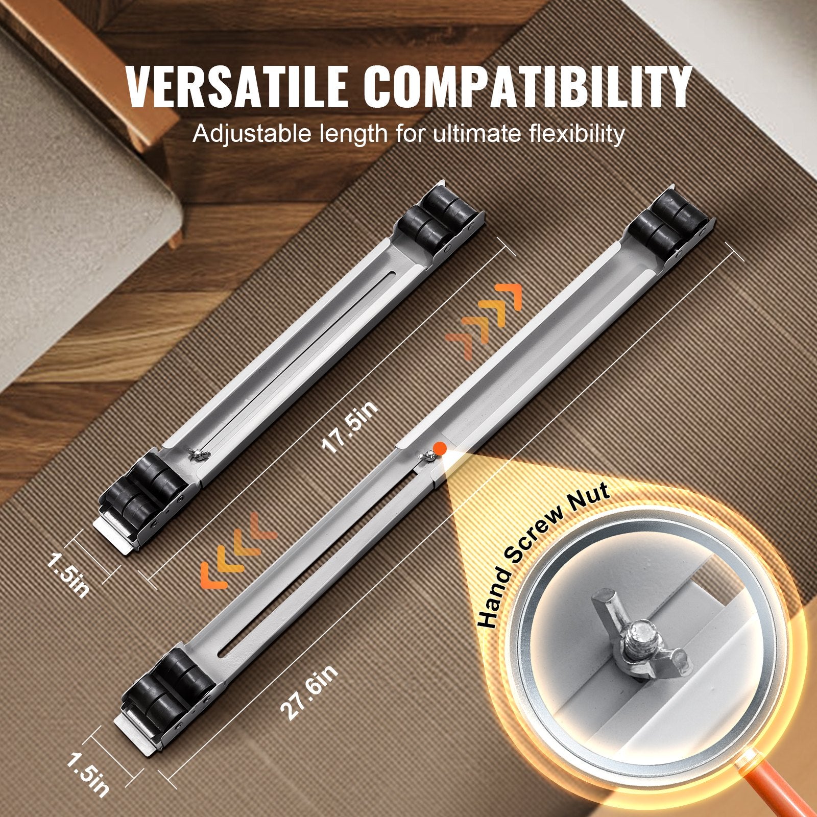 Heavy Duty Furniture Appliances Rollers, 660 lbs Total Load, Extendable Appliance Rollers Mobile Washing V952-WGC1728INCHG8VZ5FV0