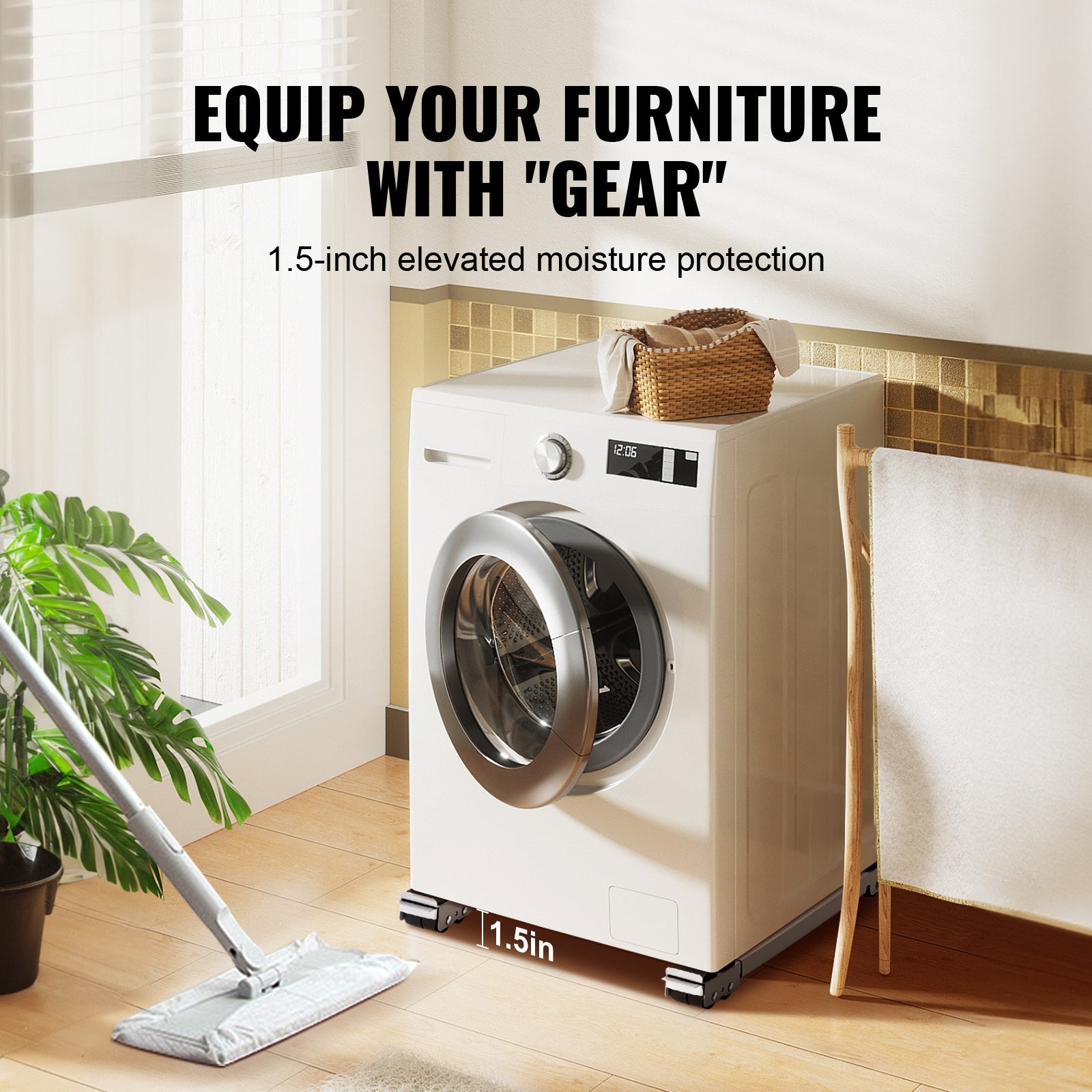Heavy Duty Furniture Appliances Rollers, 660 lbs Total Load, Extendable Appliance Rollers Mobile Washing V952-WGC1728INCHG8VZ5FV0