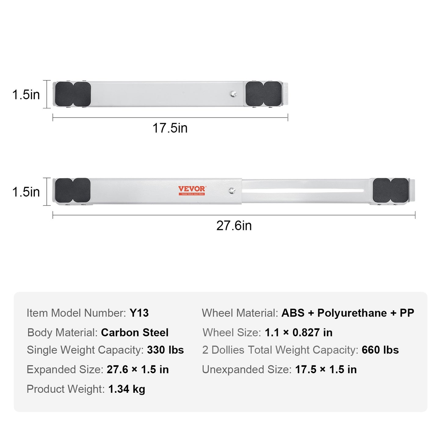 Heavy Duty Furniture Appliances Rollers, 660 lbs Total Load, Extendable Appliance Rollers Mobile Washing V952-WGC1728INCHG8VZ5FV0