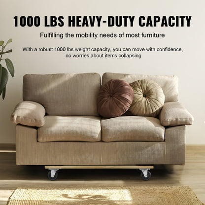 Furniture Dolly, 454kg Load Capacity, 457.2x762mm, 4x76mm PP Swivel Casters, Heavy Duty Hardwood Furniture V952-WGC1830INCHM3LUCCV0