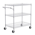 Kitchen Utility Cart, 3 Tiers, Wire Rolling Cart with 300kg Capacity, Steel Service Cart on Wheels, Metal V952-WGCFTCCB30X184GWTV0