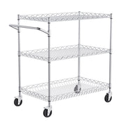 Kitchen Utility Cart, 3 Tiers, Wire Rolling Cart with 300kg Capacity, Steel Service Cart on Wheels, Metal V952-WGCFTCCB30X184GWTV0