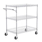 Kitchen Utility Cart, 3 Tiers, Wire Rolling Cart with 300kg Capacity, Steel Service Cart on Wheels, Metal V952-WGCFTCCB30X184GWTV0