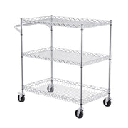Kitchen Utility Cart, 3 Tiers, Wire Rolling Cart with 300kg Capacity, Steel Service Cart on Wheels, Metal V952-WGCFTCCB30X184GWTV0
