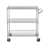 Kitchen Utility Cart, 3 Tiers, Wire Rolling Cart with 300kg Capacity, Steel Service Cart on Wheels, Metal V952-WGCFTCCB30X184GWTV0