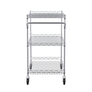 Kitchen Utility Cart, 3 Tiers, Wire Rolling Cart with 300kg Capacity, Steel Service Cart on Wheels, Metal V952-WGCFTCCB30X184GWTV0