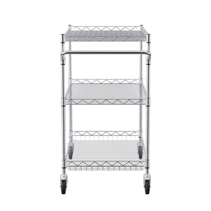 Kitchen Utility Cart, 3 Tiers, Wire Rolling Cart with 300kg Capacity, Steel Service Cart on Wheels, Metal V952-WGCFTCCB30X184GWTV0