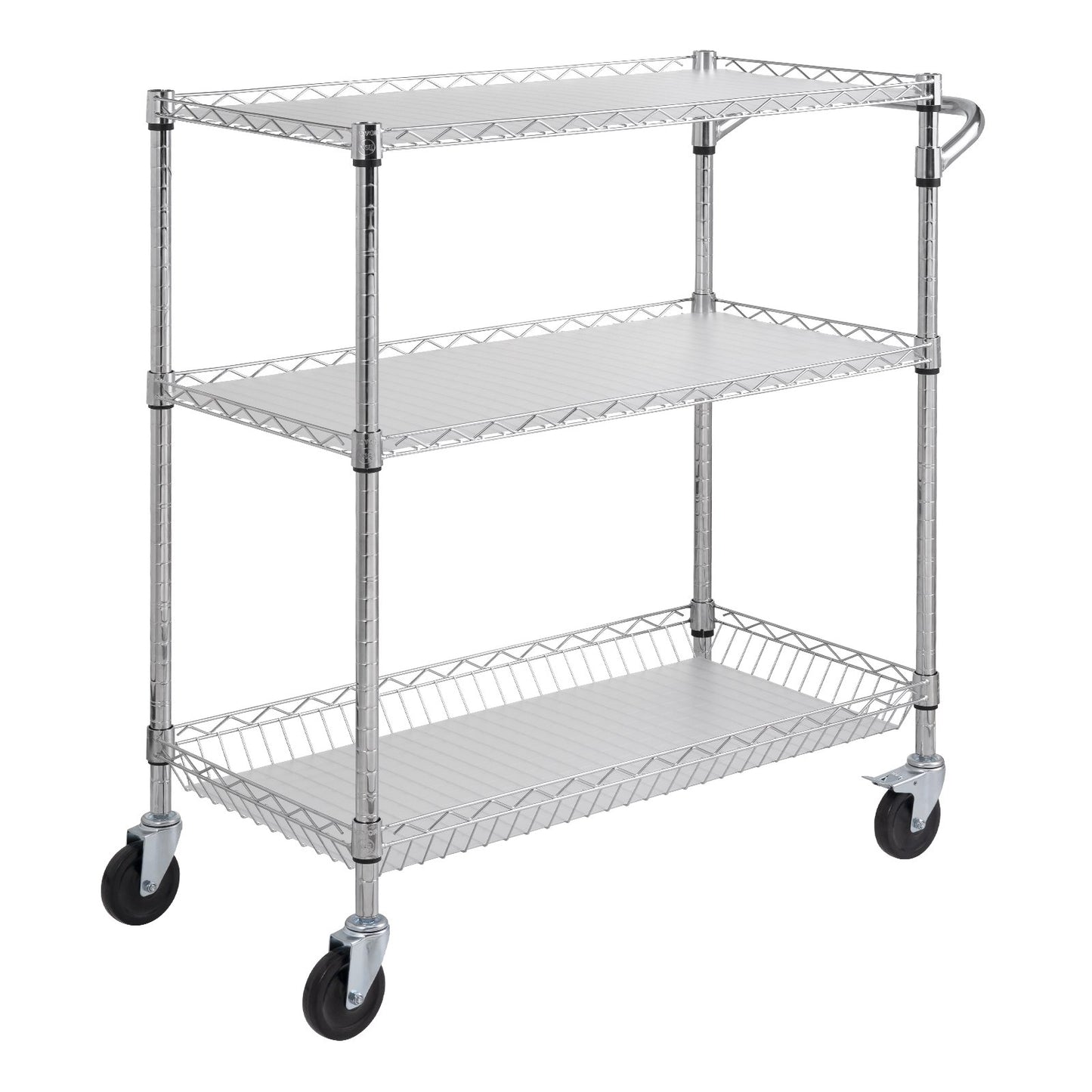 Kitchen Utility Cart, 3 Tiers, Wire Rolling Cart, Steel Service Cart on Wheels, Metal Storage Trolley with V952-WGCFTCCB350X1RH9BV0