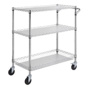 Kitchen Utility Cart, 3 Tiers, Wire Rolling Cart, Steel Service Cart on Wheels, Metal Storage Trolley with V952-WGCFTCCB350X1RH9BV0