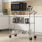 Kitchen Utility Cart, 3 Tiers, Wire Rolling Cart, Steel Service Cart on Wheels, Metal Storage Trolley with V952-WGCFTCCB350X1RH9BV0