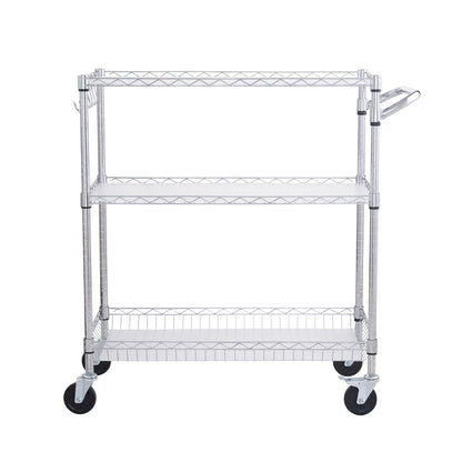 Kitchen Utility Cart, 3 Tiers, Wire Rolling Cart, Steel Service Cart on Wheels, Metal Storage Trolley with V952-WGCFTCCB350X1RH9BV0