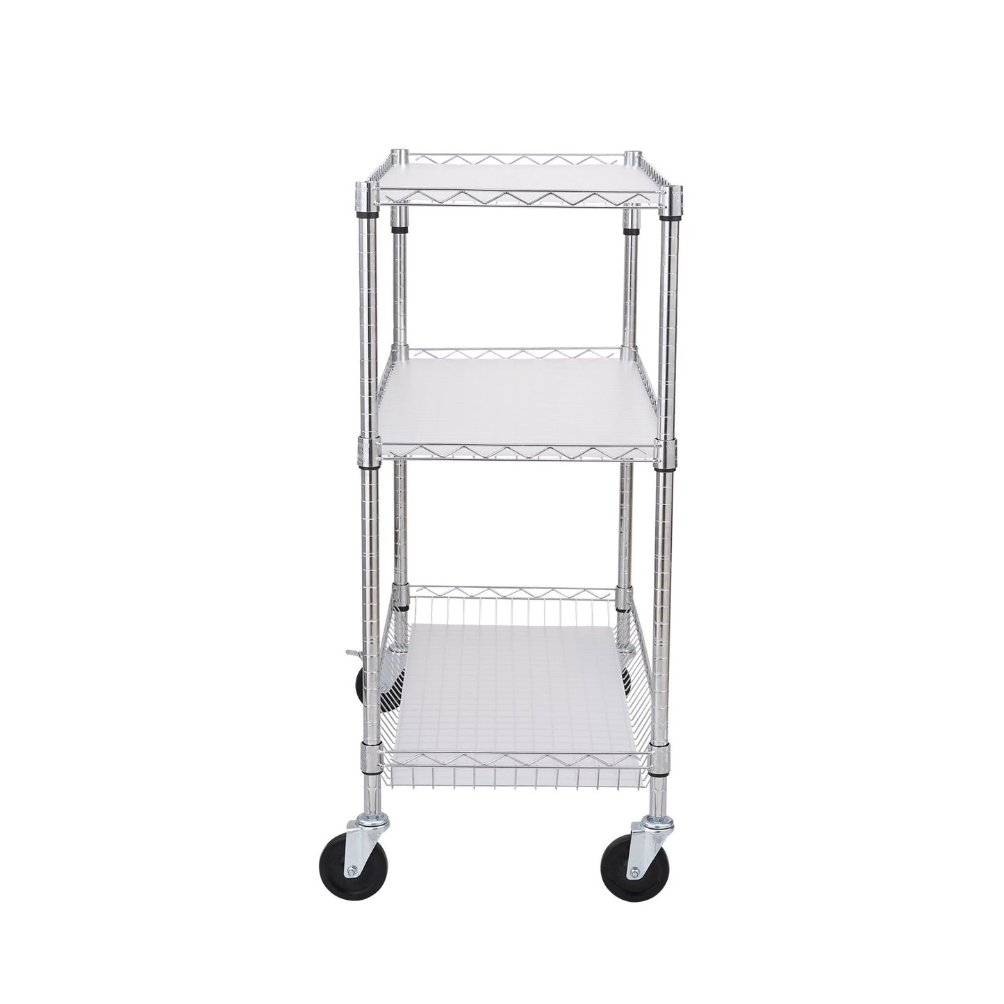 Kitchen Utility Cart, 3 Tiers, Wire Rolling Cart, Steel Service Cart on Wheels, Metal Storage Trolley with V952-WGCFTCCB350X1RH9BV0