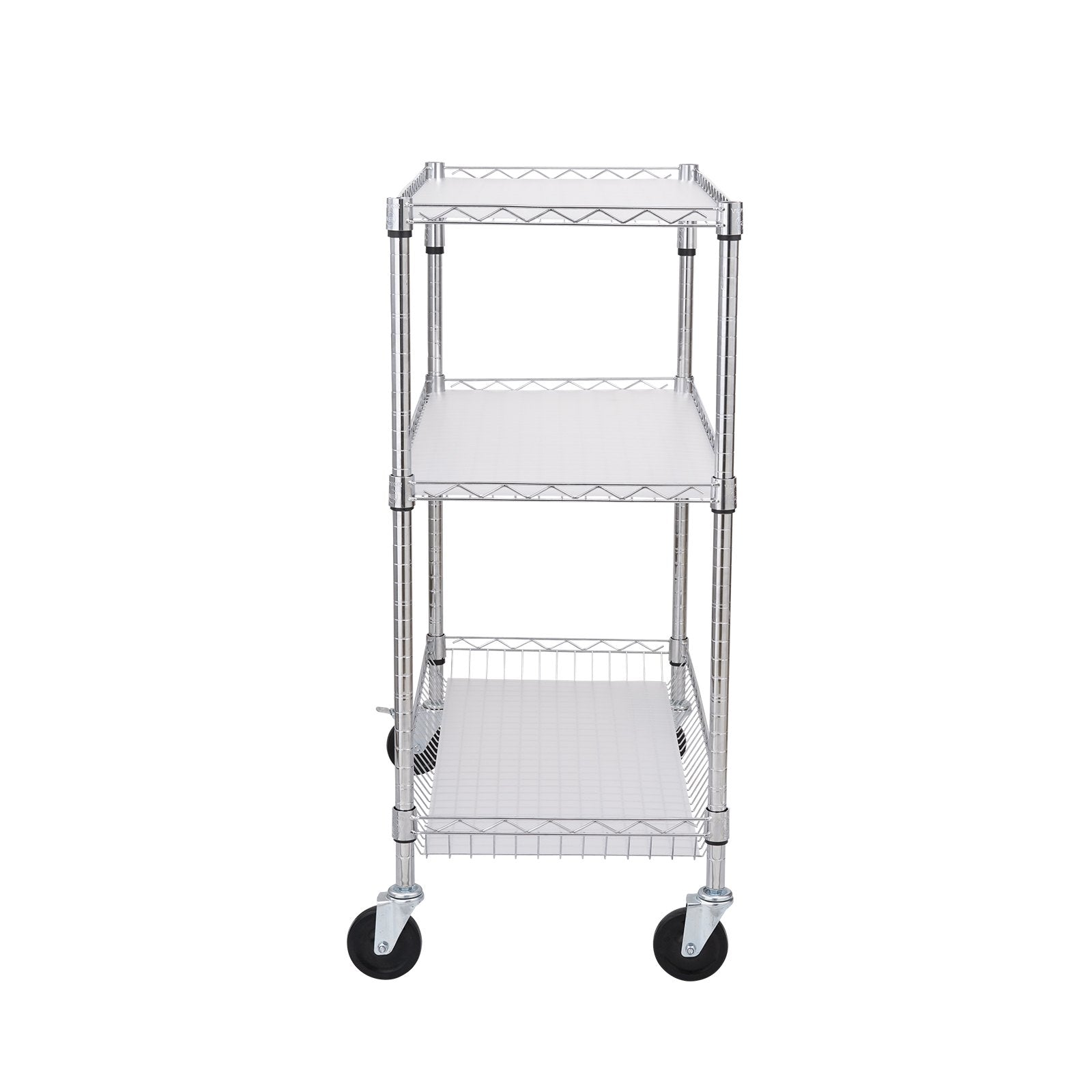 Kitchen Utility Cart, 3 Tiers, Wire Rolling Cart, Steel Service Cart on Wheels, Metal Storage Trolley with V952-WGCFTCCB350X1RH9BV0