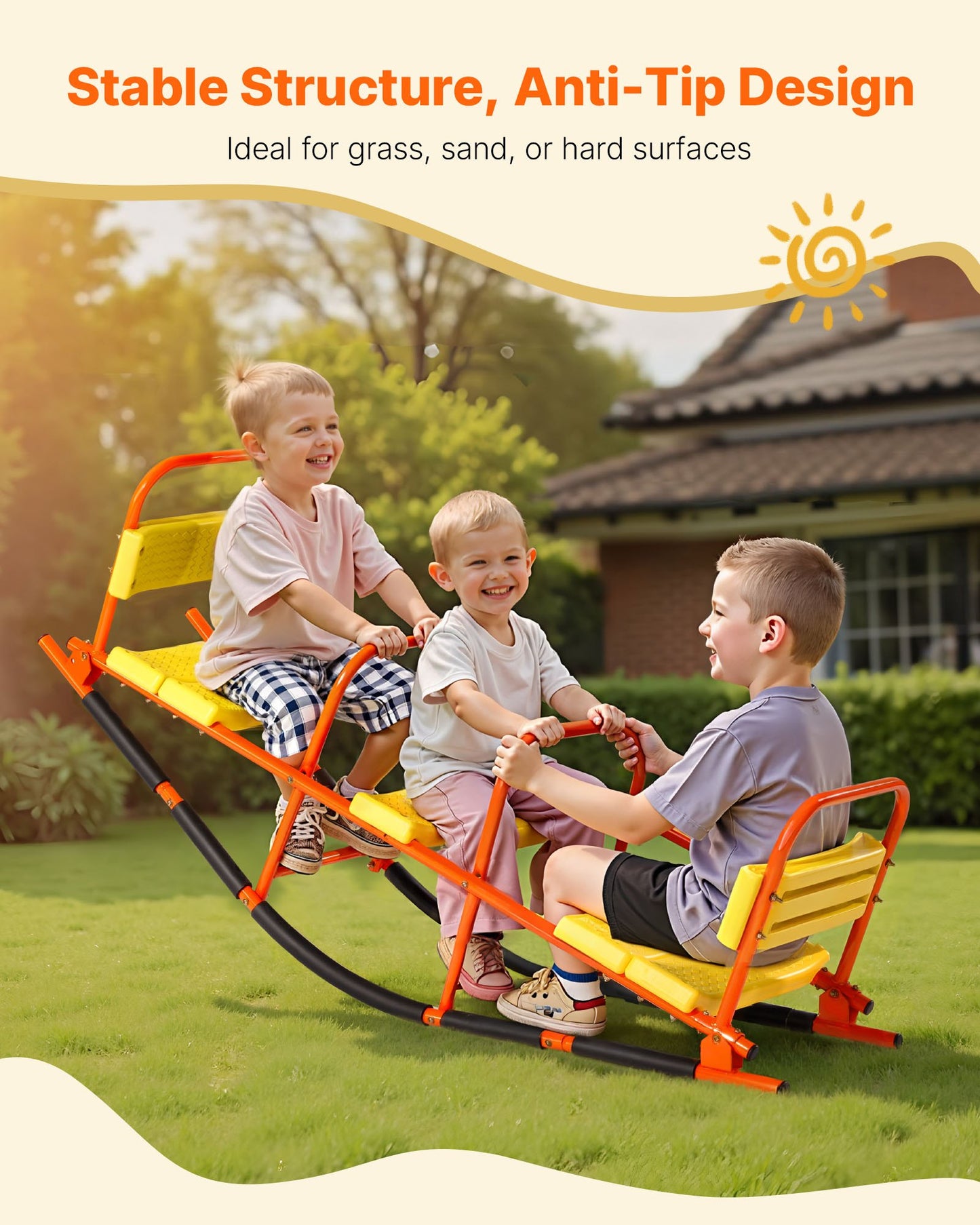 Kids Seesaw 90 kg Capacity Metal Rocking Teeter Totter with Handles V952-WGDZDQQBJS3RPB7KK001V0