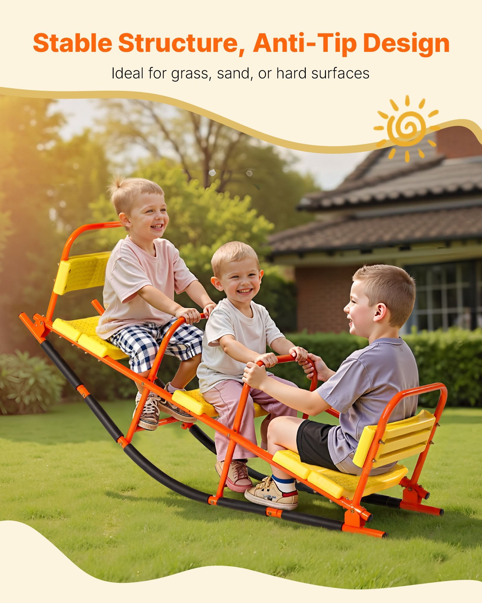 Kids Seesaw 90 kg Capacity Metal Rocking Teeter Totter with Handles V952-WGDZDQQBJS3RPB7KK001V0