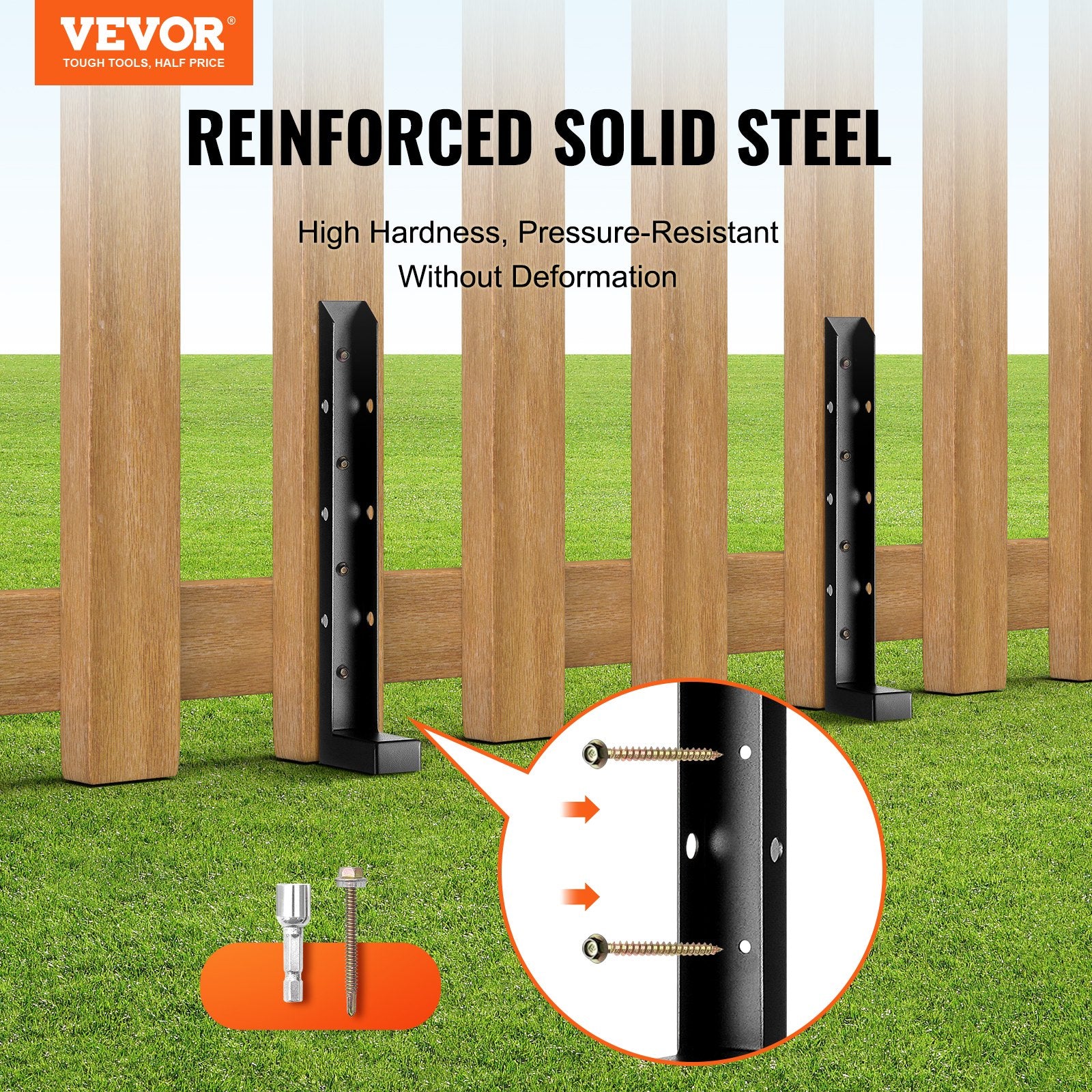Fence Post Anchor Repair Kit, 2 Pack Inner Diameter 5 x5 cm Heavy Duty Steel Fence Post Support Stakes, V952-WGFBGXDD2YC35JCA8V0