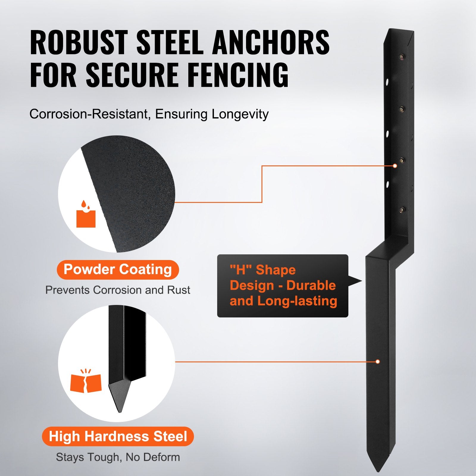 Fence Post Anchor Repair Kit, 2 Pack Inner Diameter 5 x5 cm Heavy Duty Steel Fence Post Support Stakes, V952-WGFBGXDD2YC35JCA8V0